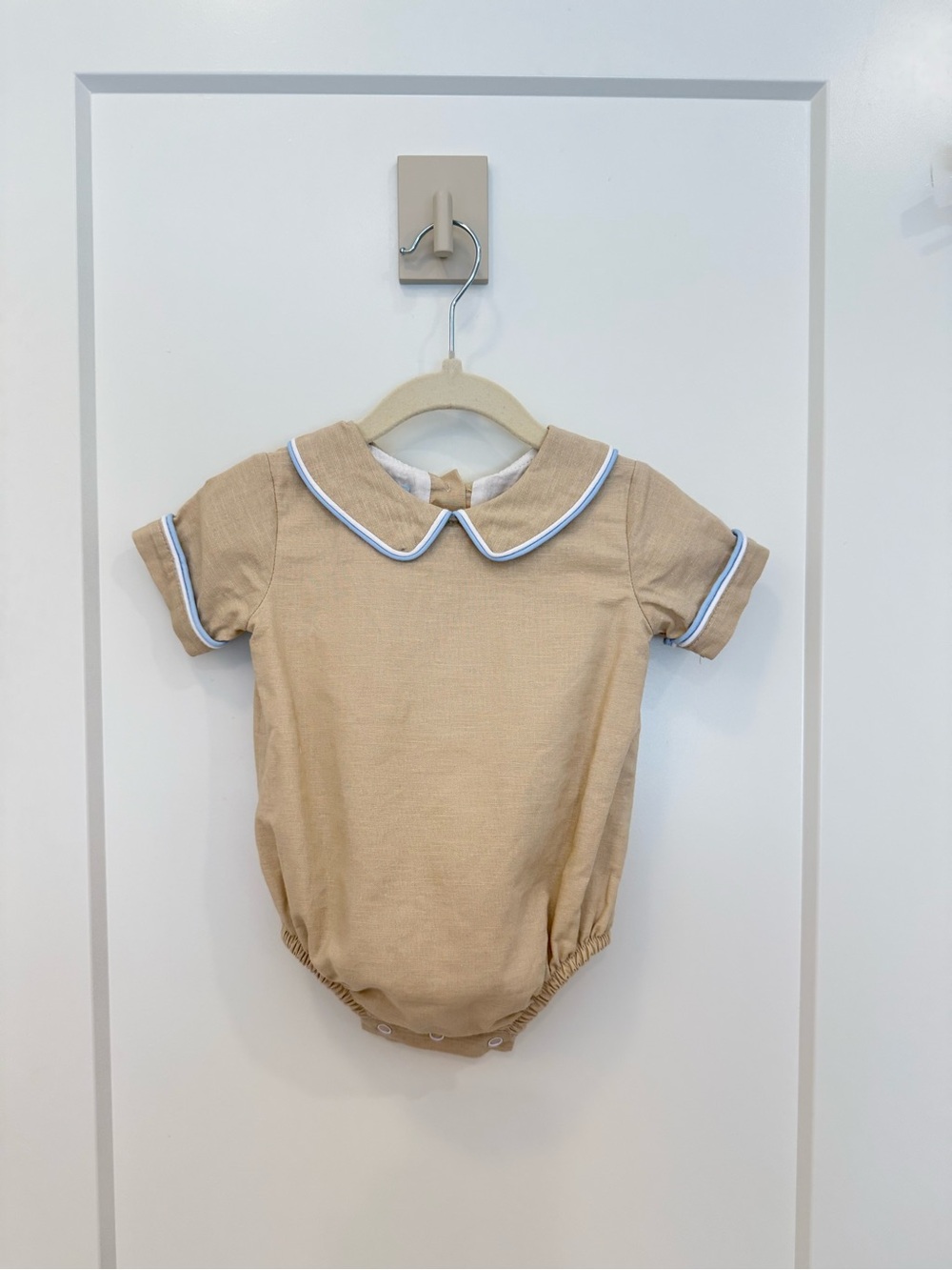Classic Peter Pan Collar One-Piece in Beige